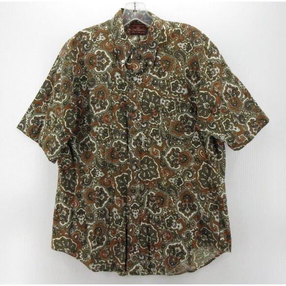 VINTAGE Van Heusen Shirt Large 60s 70s Disco Mod Paisley Dagger Collar - Picture 1 of 9